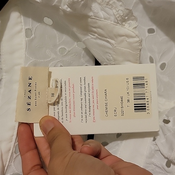 Sezane Sleeveless Embroidery Anglaise Chiara Shirt - Picture 9 of 13